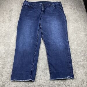 Jennifer Lopez Capri Stretch Jeans Womens 16W Blue Mid Rise Raw Hem